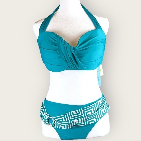 Antonio Melani Aqua Bikini - Top Large/Bottoms Medium - NWT - Picture 2 of 11